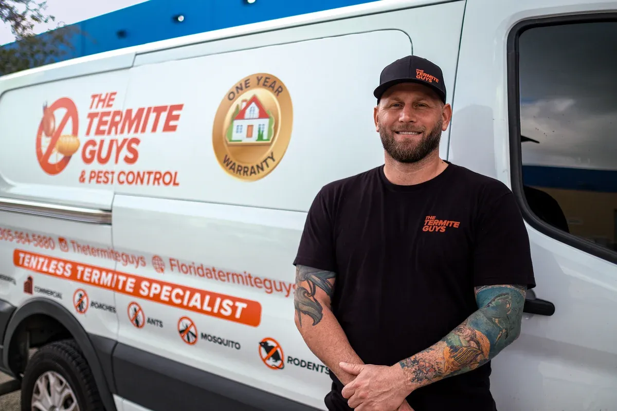 Professional tentless termite treatment equipment in use